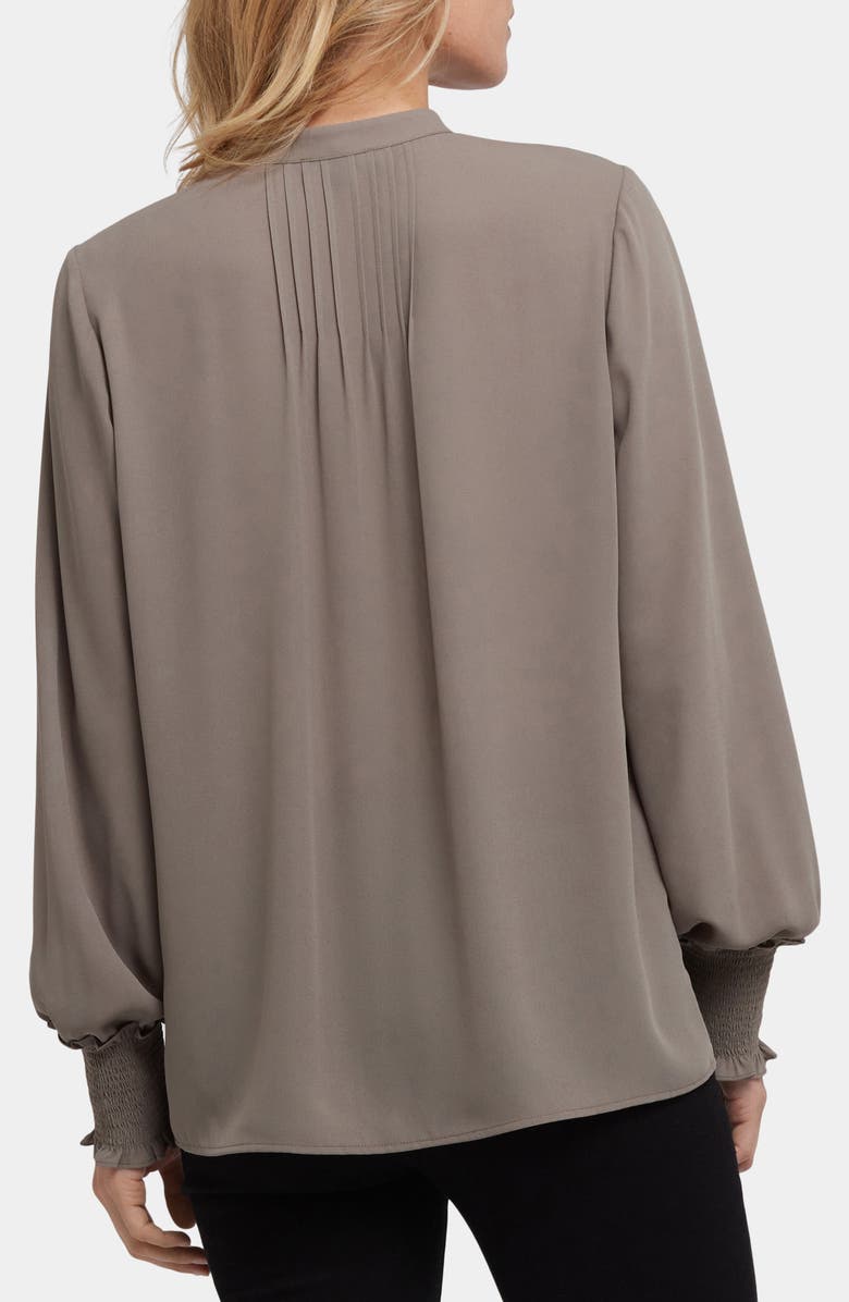 NYDJ Pleated Peasant Blouse, Alternate, color, Dark Wood