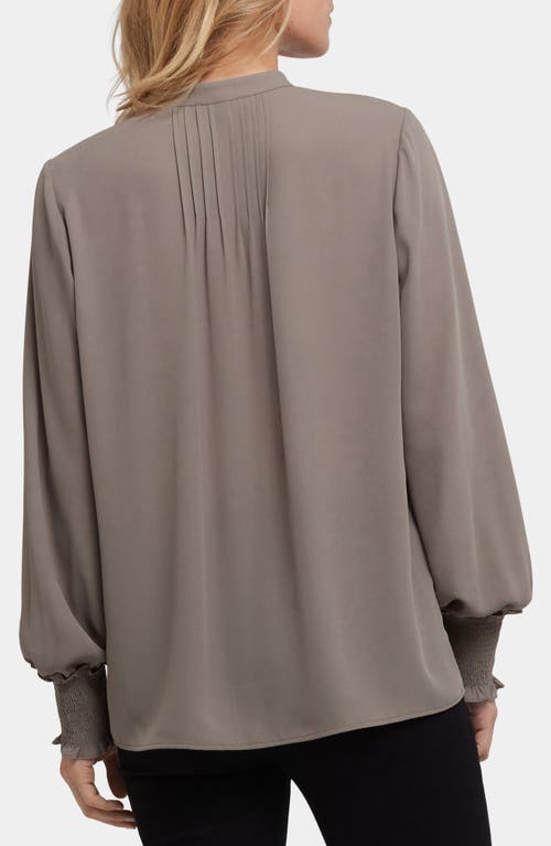 Nydj Pleated Peasant Blouse In Gray