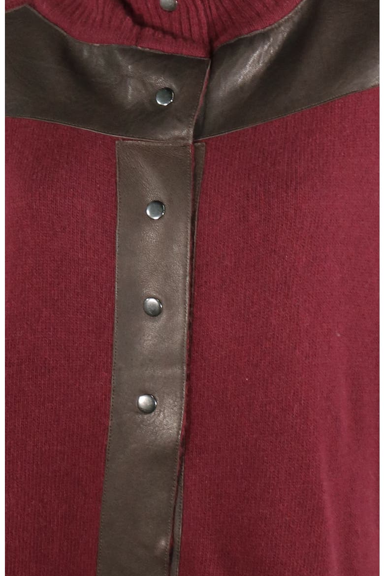 Cashmere cape with leather, Alternate, color, DARK BORDEAUX/FONDENT