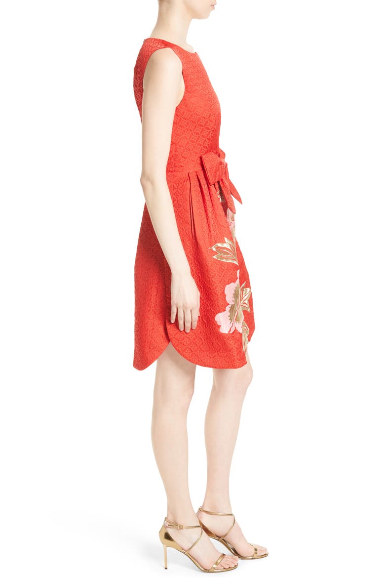 Deemey Embroidered Jacquard Party Dress, Alternate, color, BRIGHT ORANGE