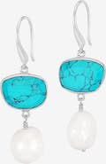 Dower & Hall Turquoise Pebble & Pearl Drop Earrings
