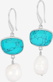Dower & Hall Turquoise Pebble & Pearl Drop Earrings