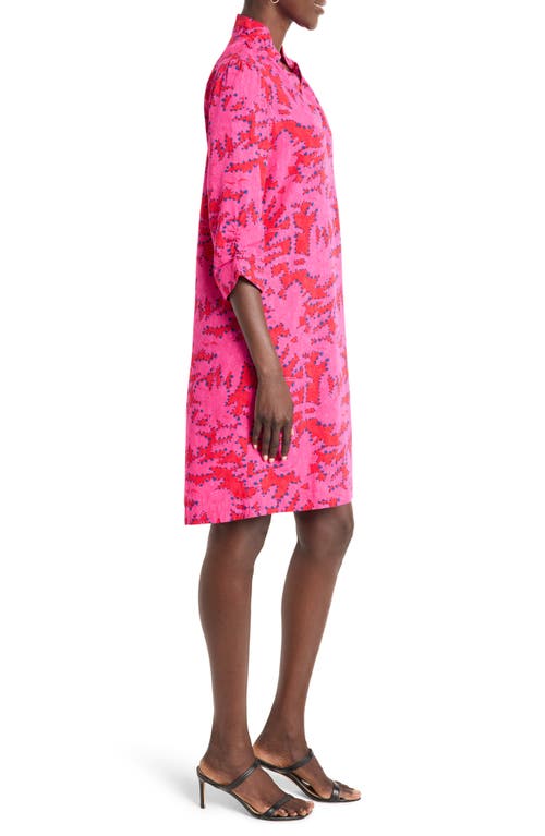 Nic + Zoe Nic+zoe Clashy Petals Ruffled French Terry Dress In Pink Multi