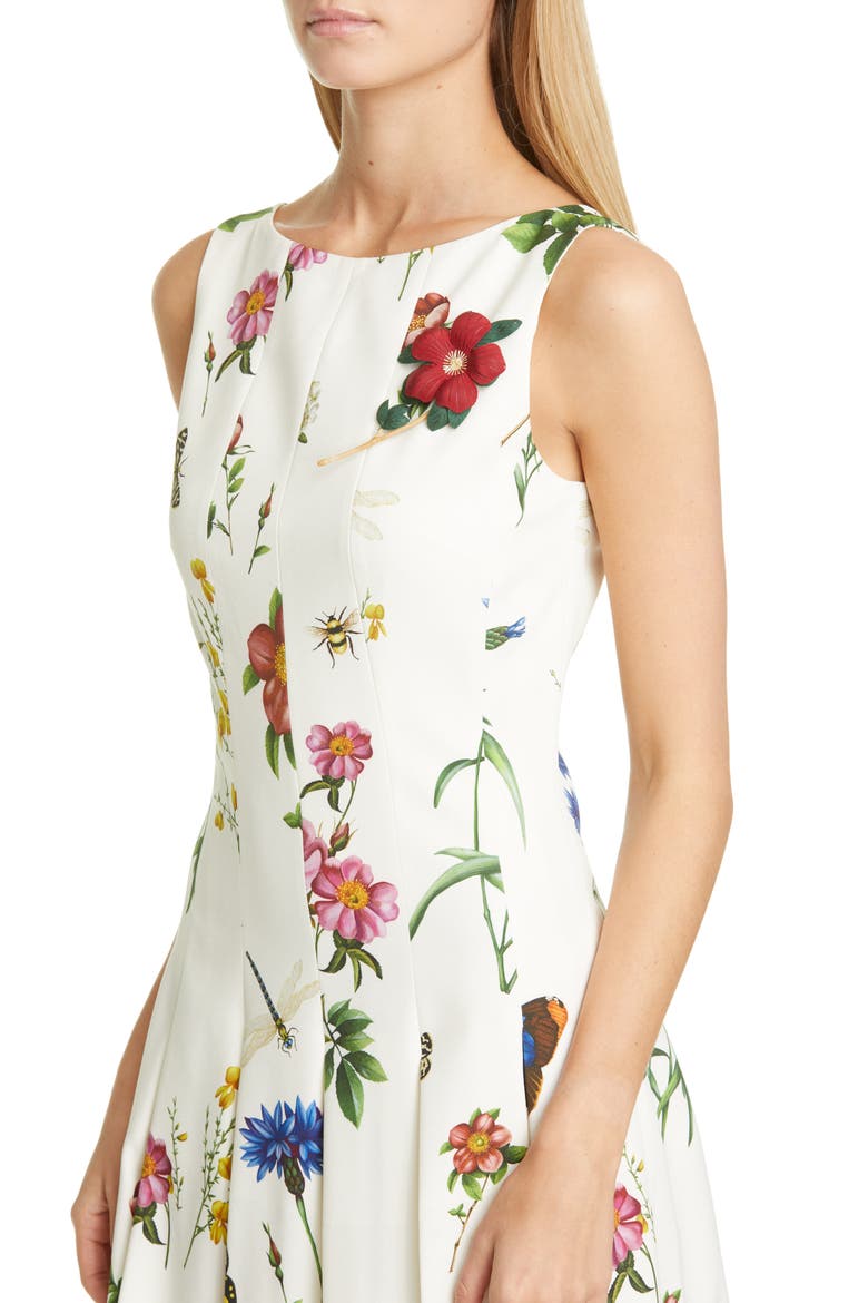 Ladies Pleated Floral Minidress, Alternate, color, IVORY