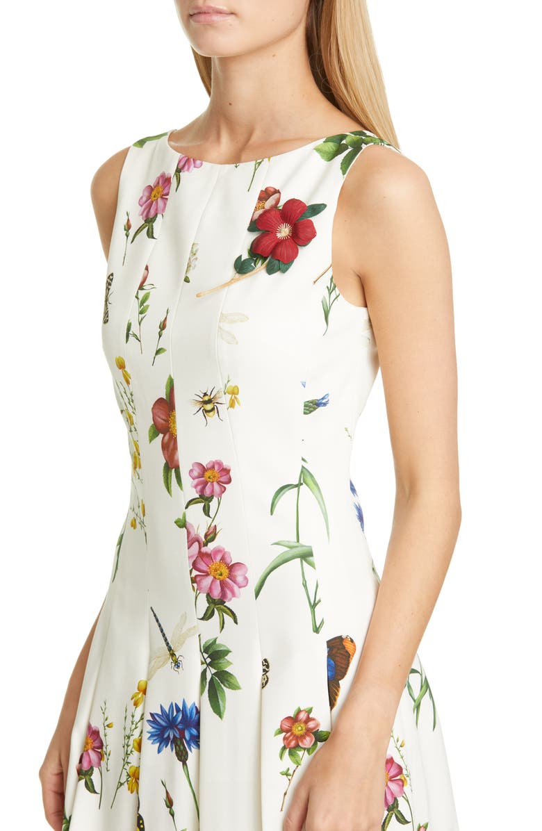 Oscar de la Renta Ladies Pleated Floral Minidress, Alternate, color,