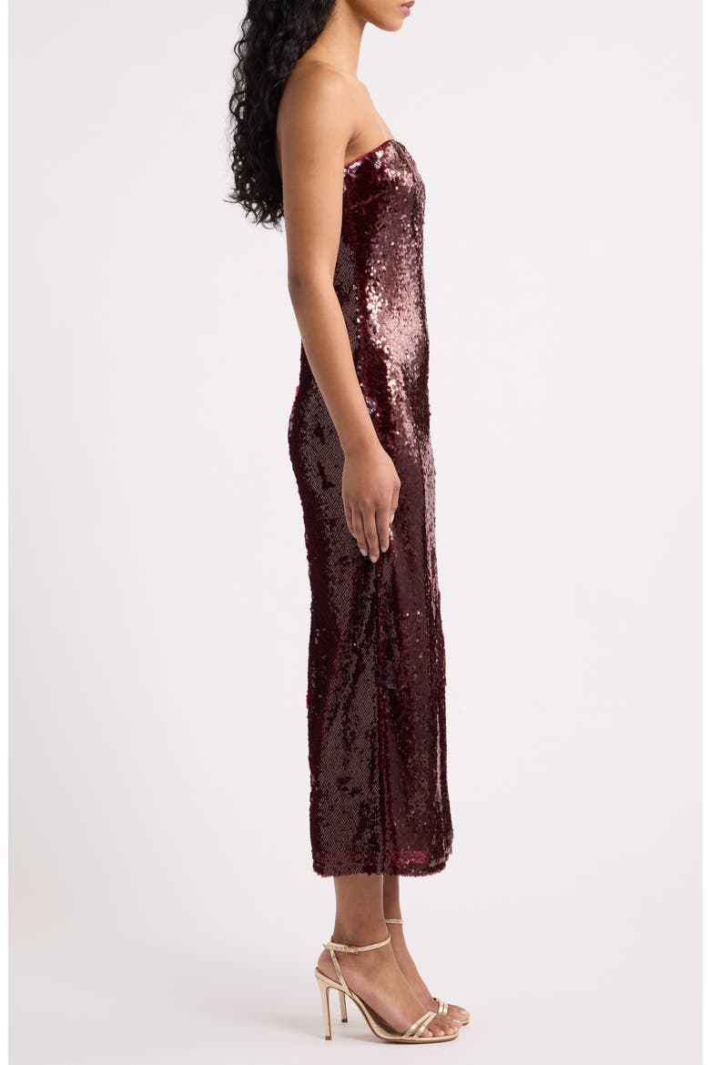 Hallie Sequin Strapless Gown, Alternate, color, CHIANTI