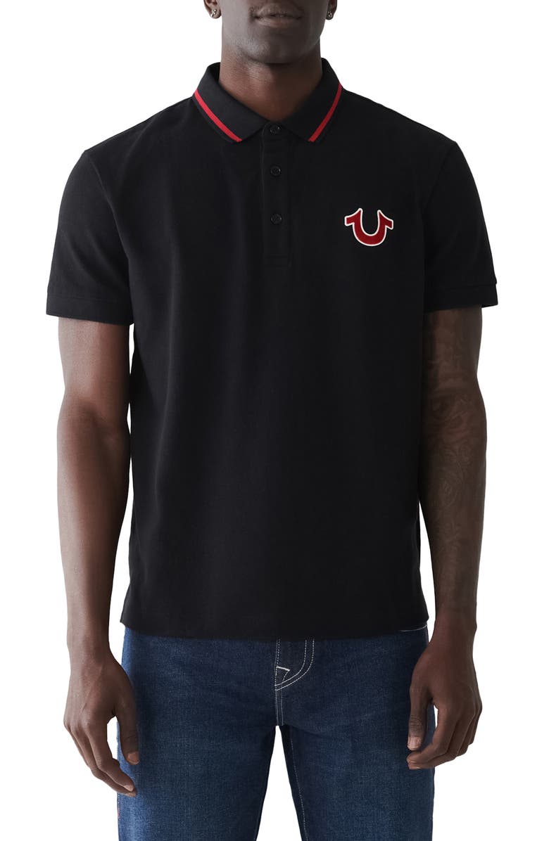 True Religion Logo Graphic Polo, Main, color, Jet Black