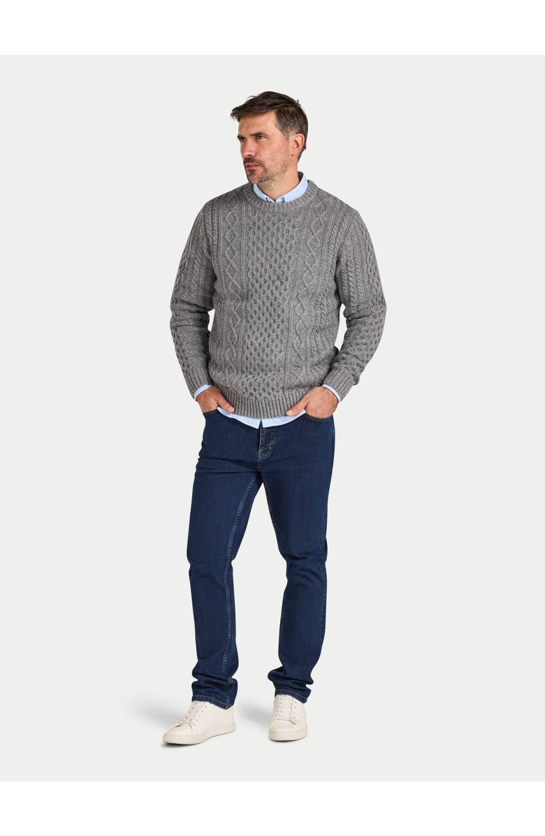 Raging Bull Chunky Cable Crew Neck Knit Sweater, Alternate, color, Grey Marl