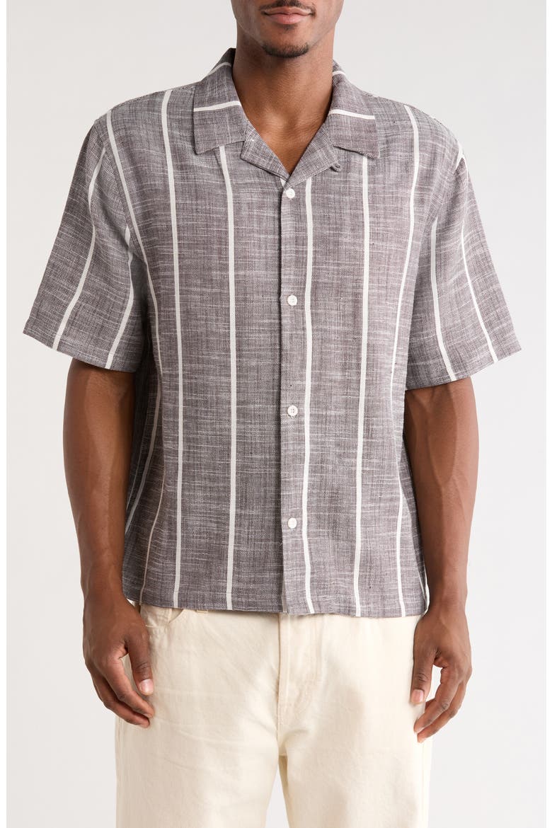 Evening Weave Camp Shirt, Main, color, DARK GRAY