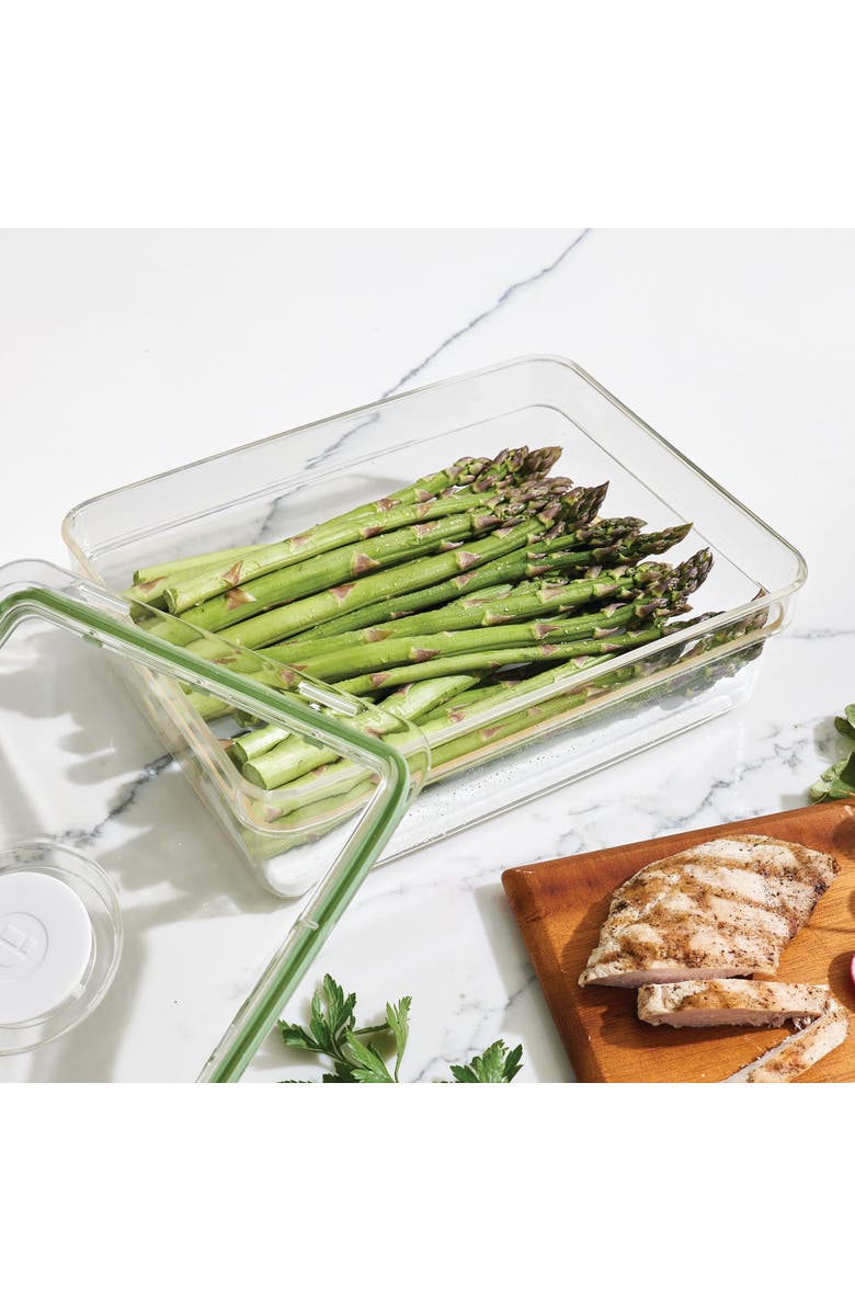 iDesign Large Fridge Produce Bin with Drainage Tray - Set of 4 - Clear, Alternate, color, Clear