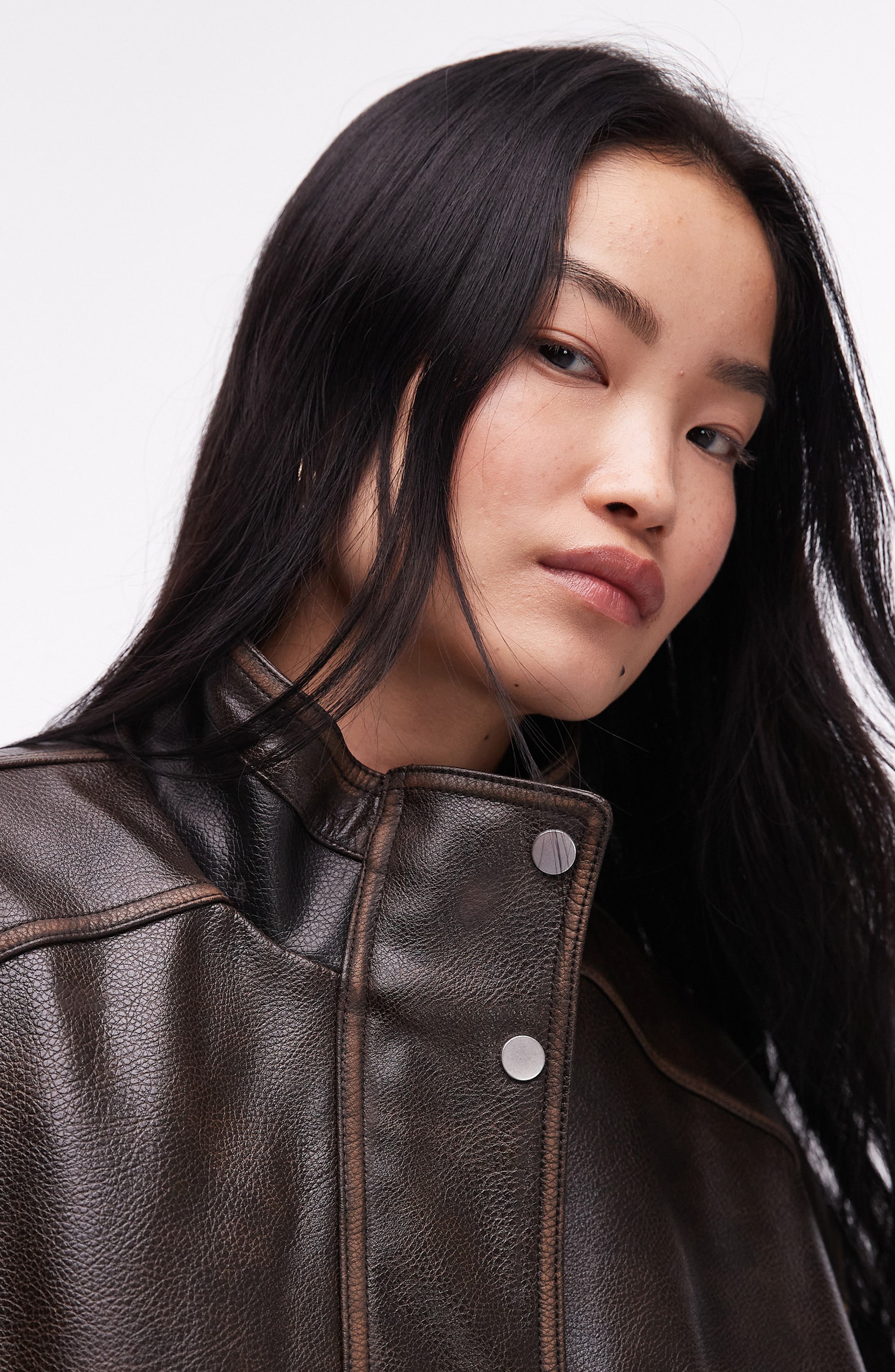 Topshop Oversize Faux Leather Bomber Jacket (Women) | Nordstromrack