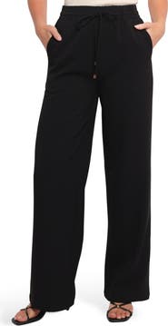 Petal & Pup Tie Waist Wide Leg Crepe Pants