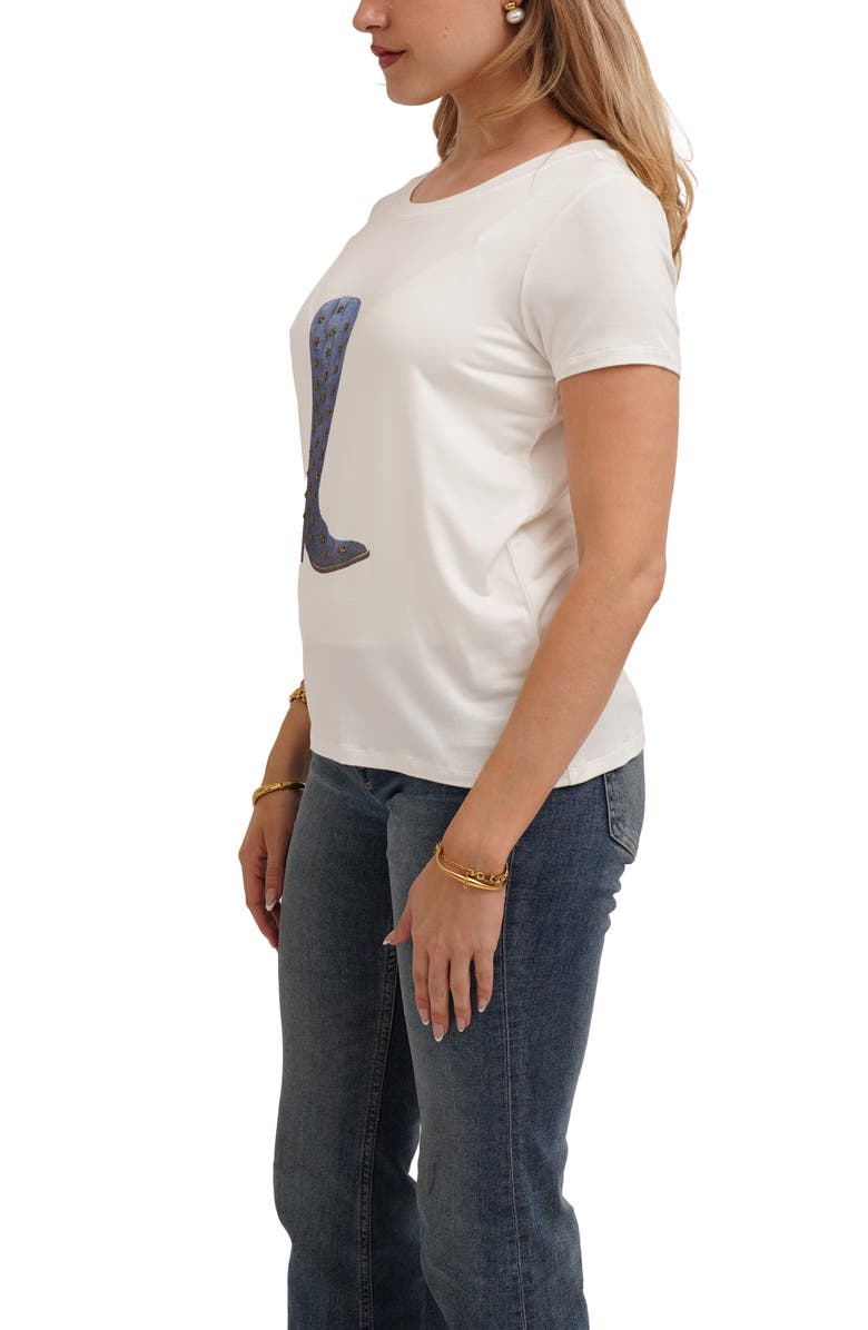 CYRUS Denim Studded Boot Graphic T-Shirt, Alternate, color, Bone
