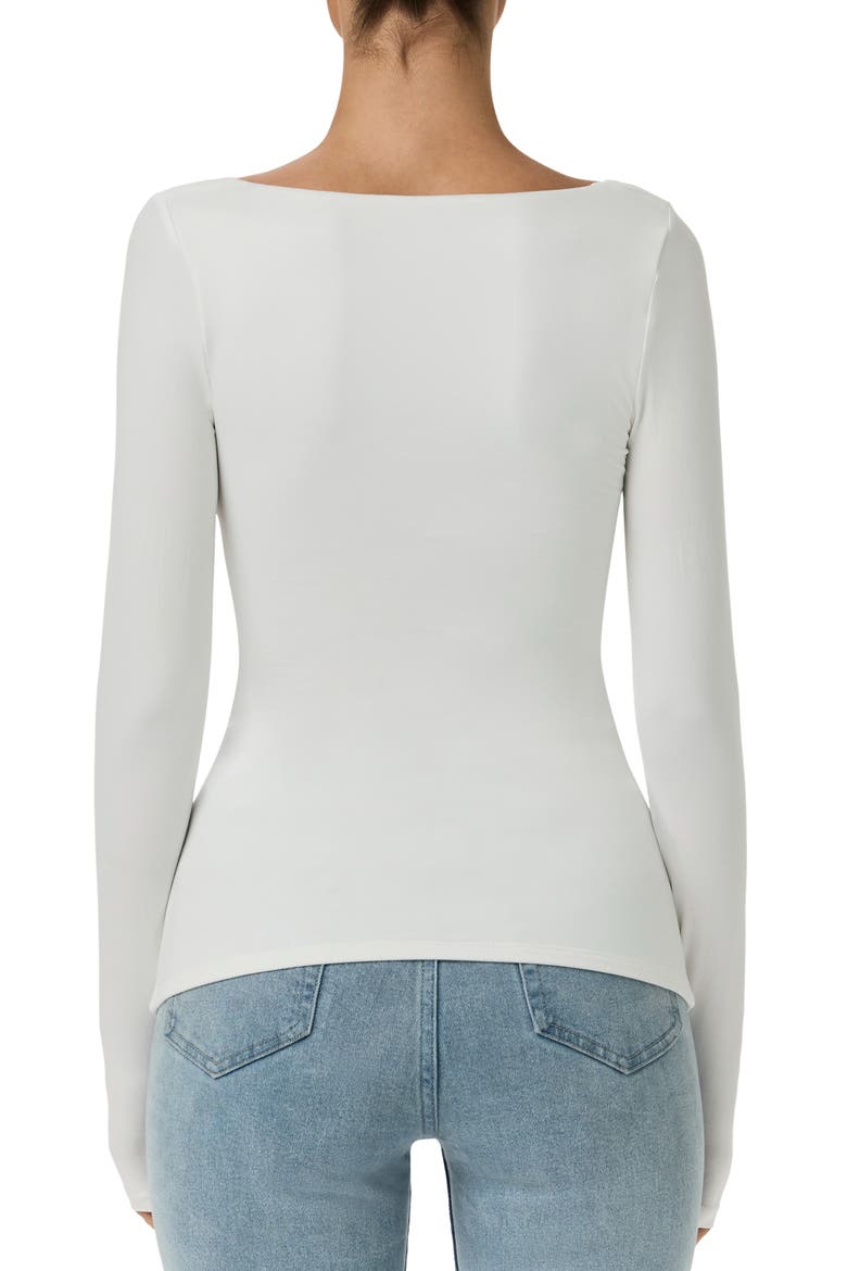 Bare Scoop Neck Long Sleeve Top, Alternate, color, WHITE
