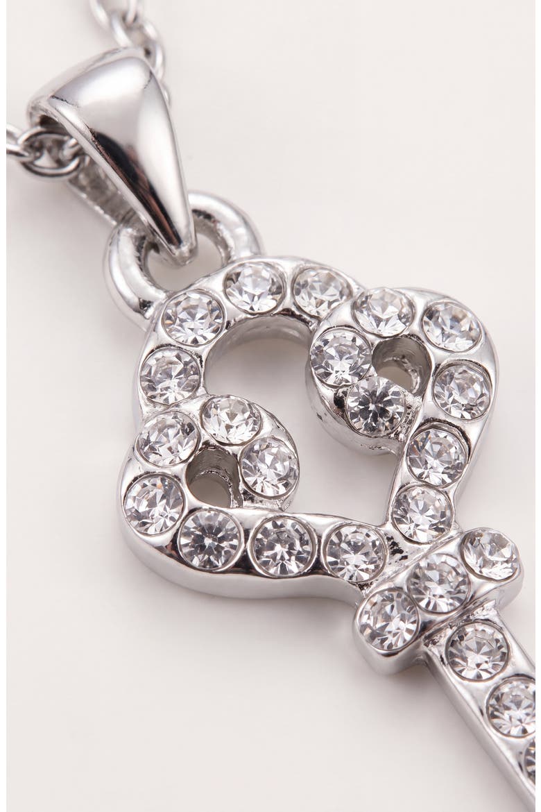 Rhinestone Key Pendant Necklace, Alternate, color, Silver