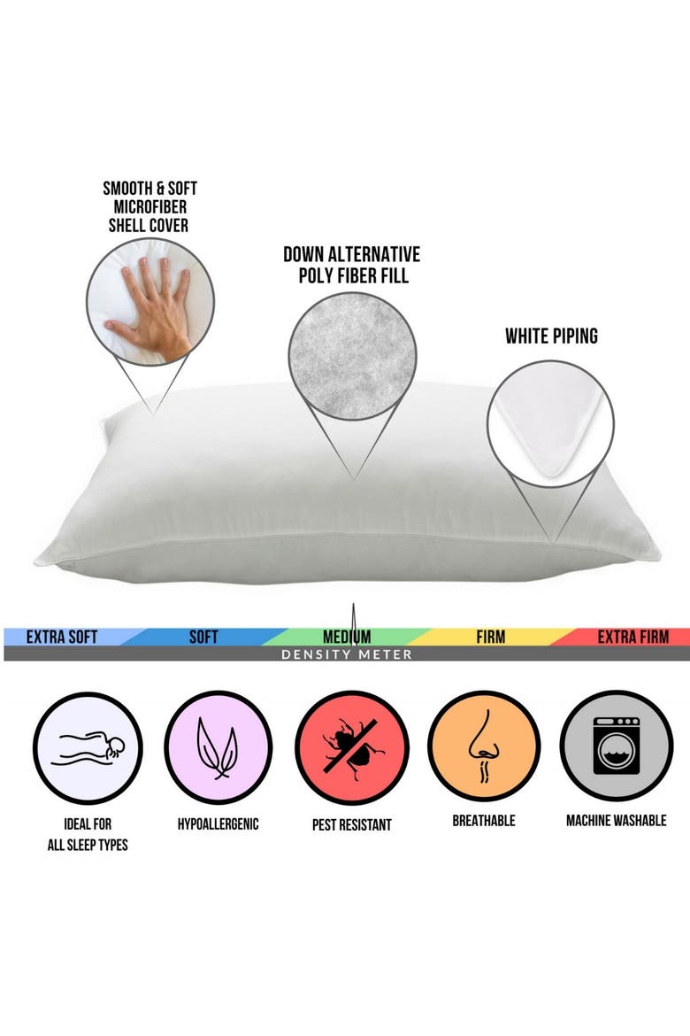 Signature Plush Medium Density Allergy-Resistant Down Alternative Pillow, Set of 2, Alternate, color, WHITE
