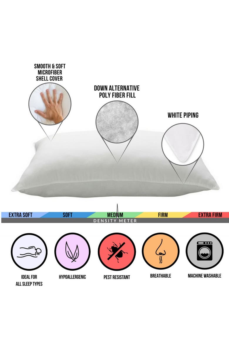 ELLA JAYNE HOME Signature Plush Medium Density Allergy-Resistant Down Alternative Pillow, Set of 2, Alternate, color, White