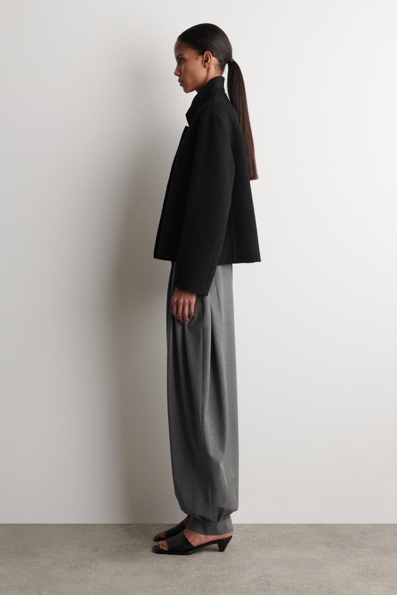 Structured Double-Faced Wool Jacket, Alternate, color, BLACK