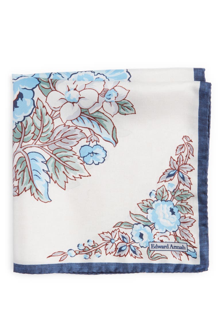 Floral Silk Pocket Square, Main, color, CREAM