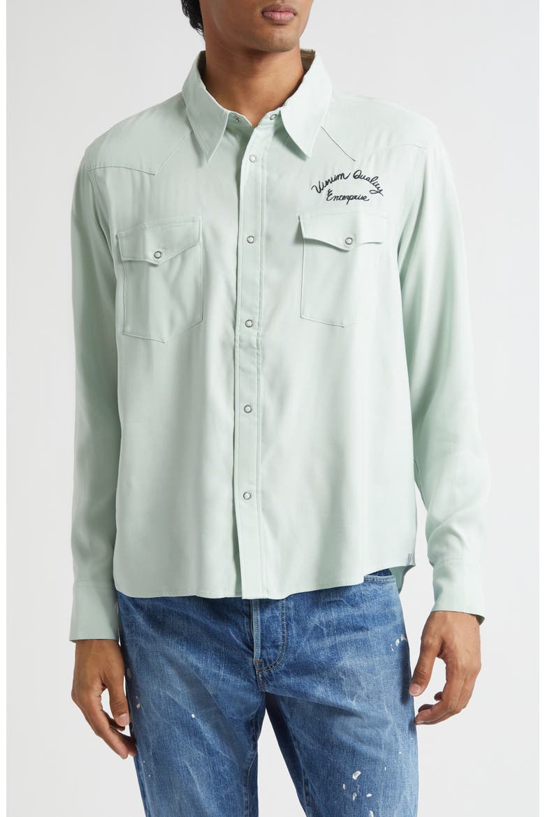 Four Corners Western Shirt, Main, color, LIGHT GREEN