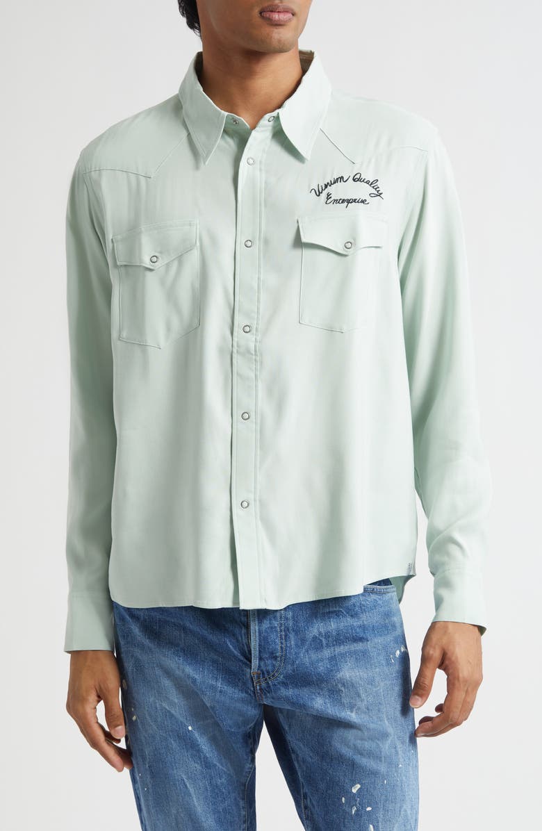 VISVIM Four Corners Western Shirt, Main, color, Light Green