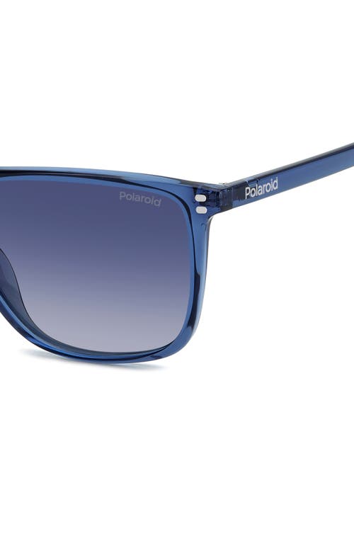 Polaroid 55mm Gradient Polarized Rectangular Sunglasses In Blue/blue Polar