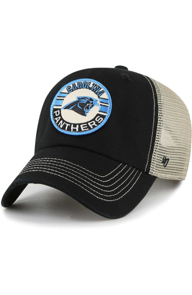 '47 Men's '47 Black/Natural Carolina Panthers Notch Trucker Clean Up Adjustable Hat, Main, color,