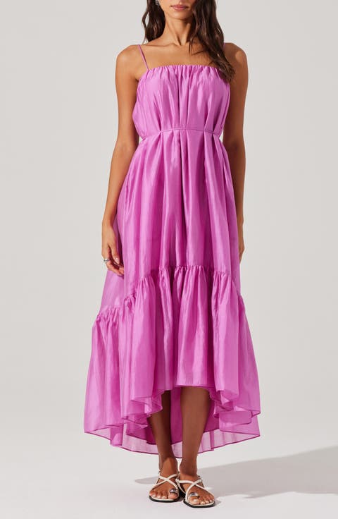 Elisha Ruffle High-Low Organza Dress