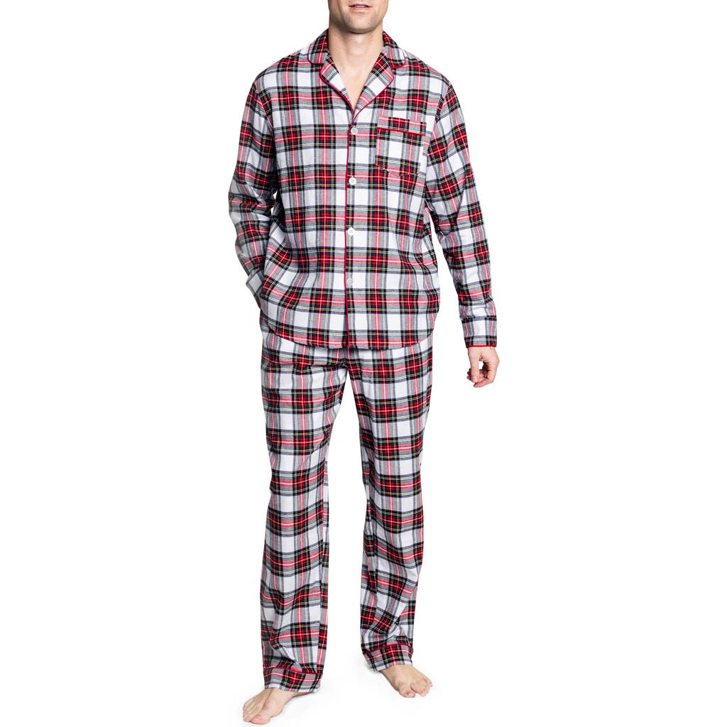 Petite Plume Balmoral Tartan Brushed Cotton Twill Pajamas in White  product