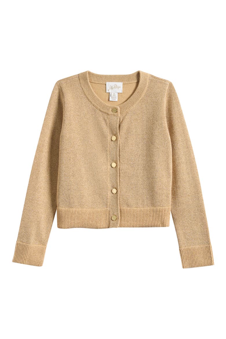 Kids' Mini Amalia Cardigan, Main, color, WICKER TAN METALLIC