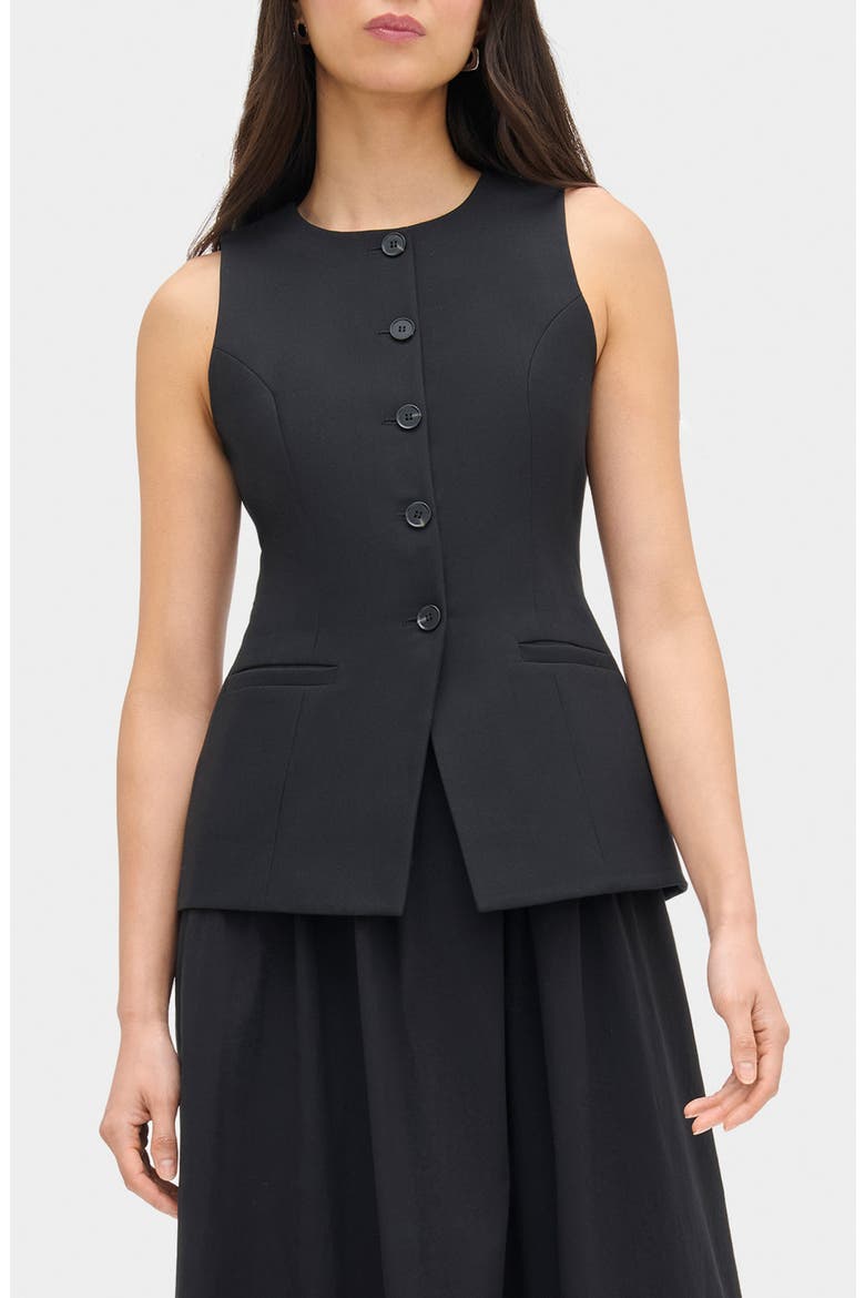Harley Mixed Media Sleeveless Dress, Main, color, BLACK
