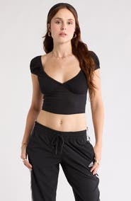 Abound Smocked Cap Sleeve Crop Top