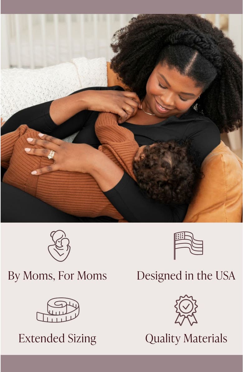 Kindred Bravely Jane Nursing Pajama Set, Alternate, color, Black