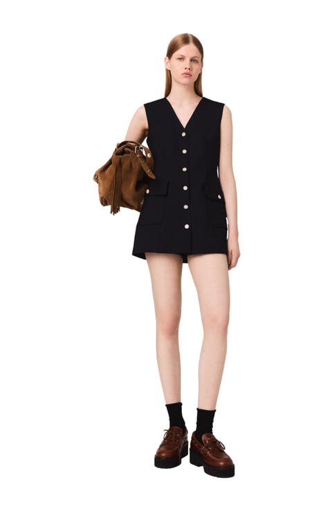 Layered-effect wool-blend jumpsuit