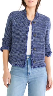 NIC+ZOE Fringe Knit Bomber Jacket