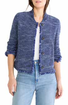 Fringe Knit Bomber Jacket