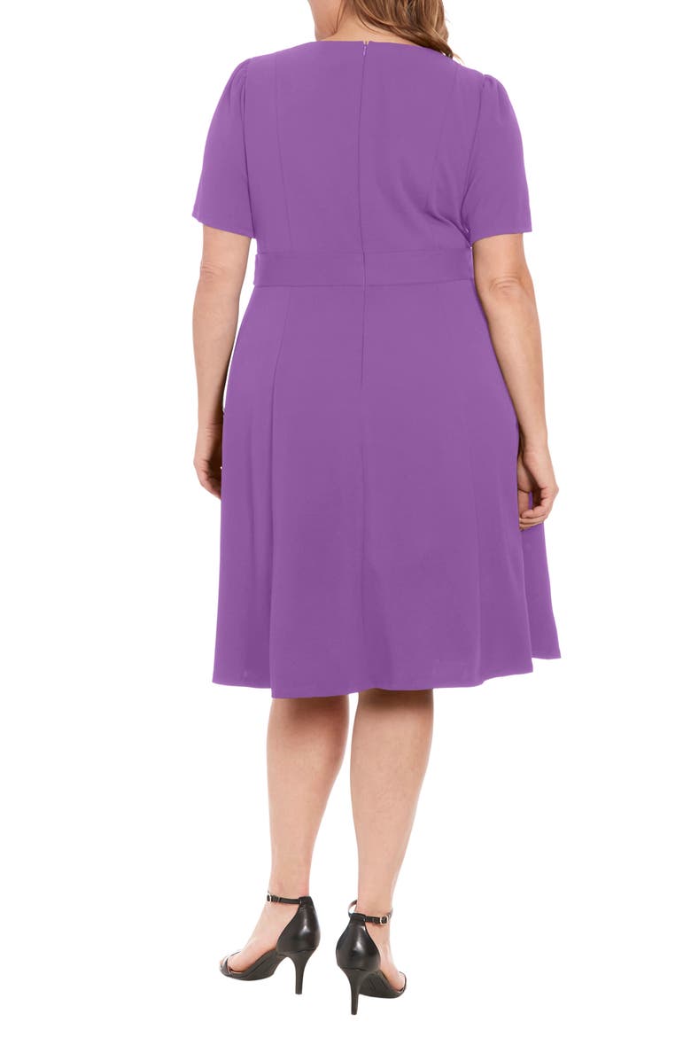 Short Sleeve Fit & Flare Midi Dress, Alternate, color, DEEP LAVENDER