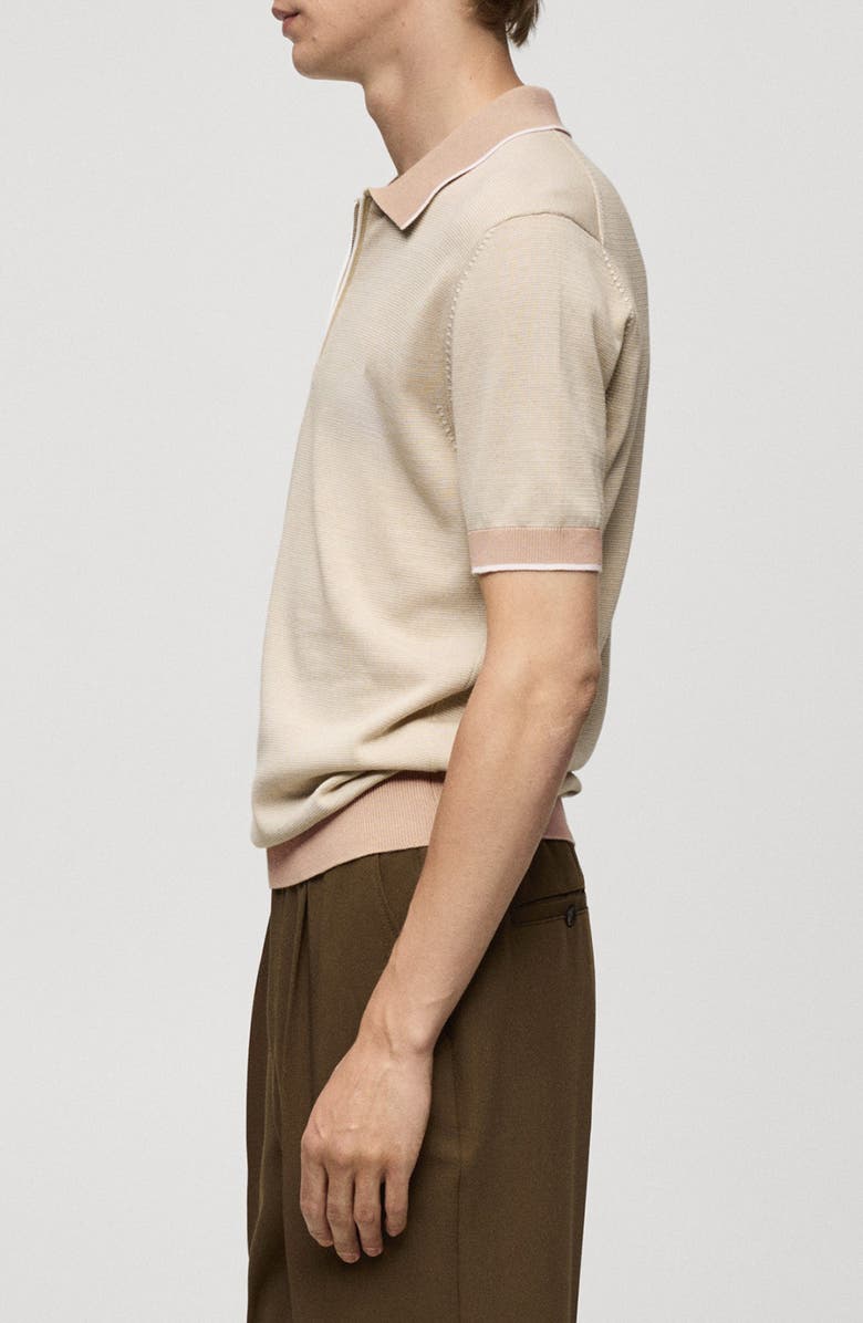 MANGO Tipped Zip Placket Cotton Polo, Alternate, color, 