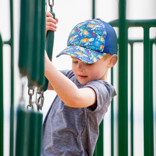 Turtle Fur Kids Quest Trucker Hat In Blue