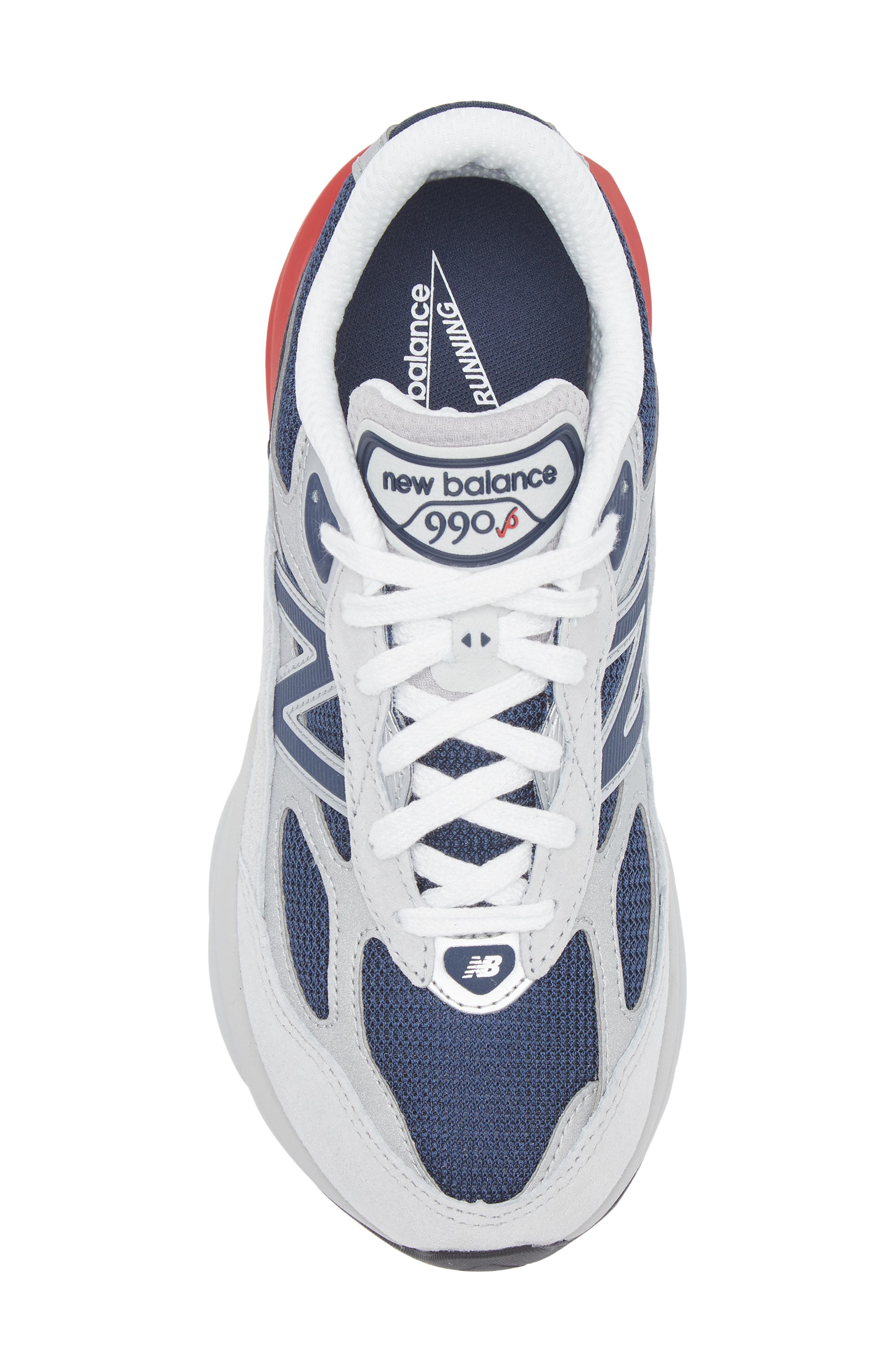 New Balance Kids' 990 v6 Sneaker, Alternate, color, Grey Matter/ Team Red