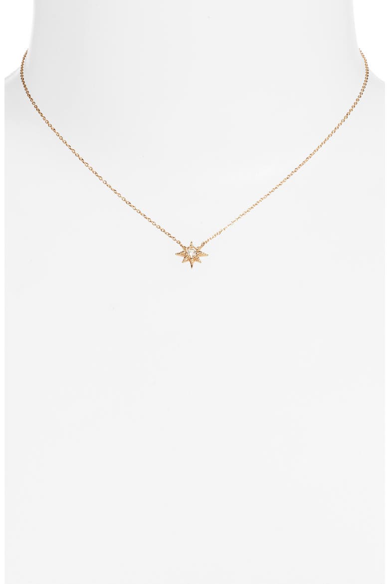 White Topaz Starburst Pendant Necklace, Alternate, color, GOLD