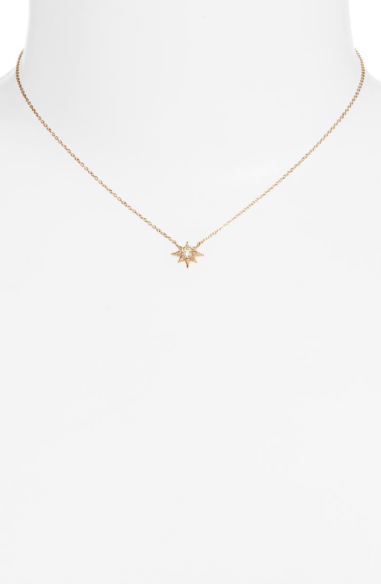 Anzie White Topaz Starburst Pendant Necklace, Alternate, color, Gold