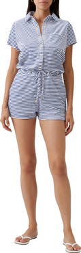 Melissa Odabash Cheryl Striped Lounge Romper
