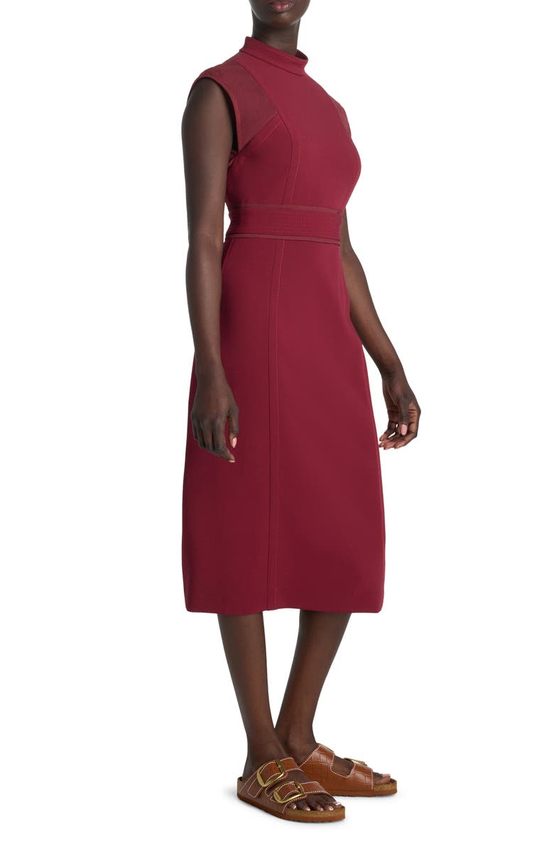 ST. JOHN Cap Sleeve Stretch Cady Sheath Dress, Alternate, color, Raspberry