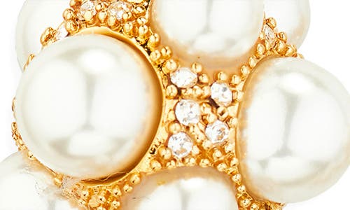 Oscar De La Renta Faux Pearl Pavé Cluster Triple Drop Earrings In Gold