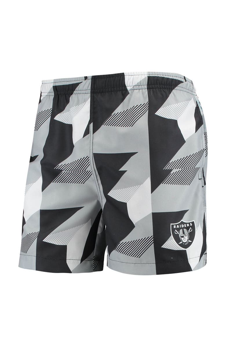 FOCO Men's FOCO Black/Silver Las Vegas Raiders Geo Print Swim Trunks, Alternate, color,
