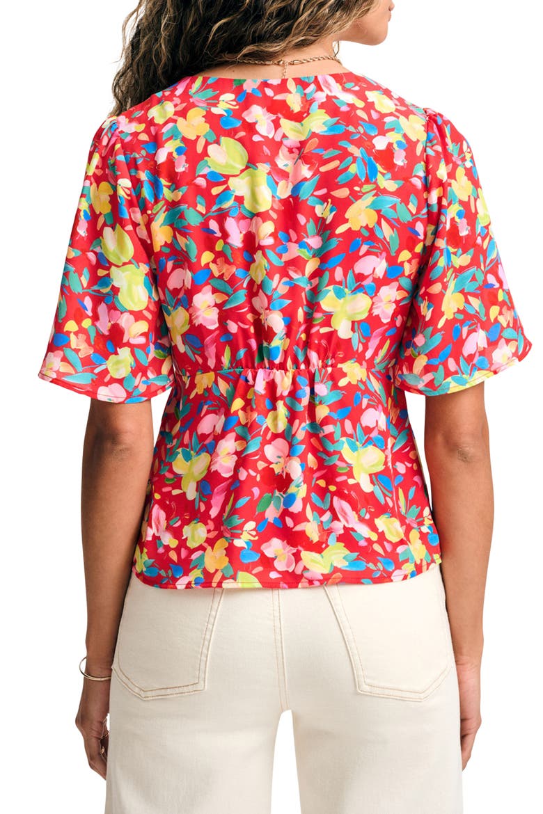 Floral Flutter Sleeve Button-Up Top, Alternate, color, BRUSHSTROKE BOTANICA