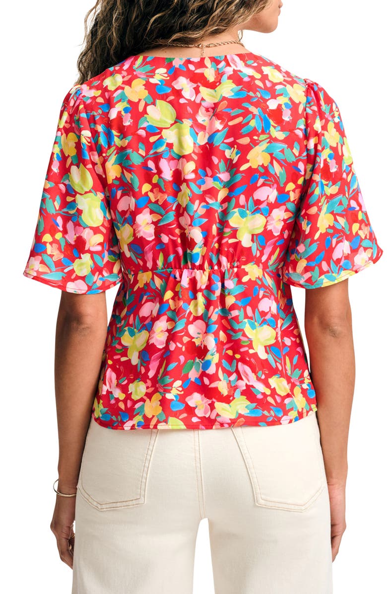 Isaac Mizrahi New York Floral Flutter Sleeve Button-Up Top, Alternate, color, Brushstroke Botanica