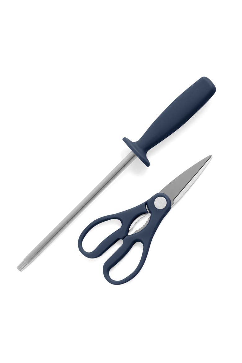 Eastwalk Forged Stainless Steel Knife Block Set with Acacia Wood Block, Alternate, color, Navy