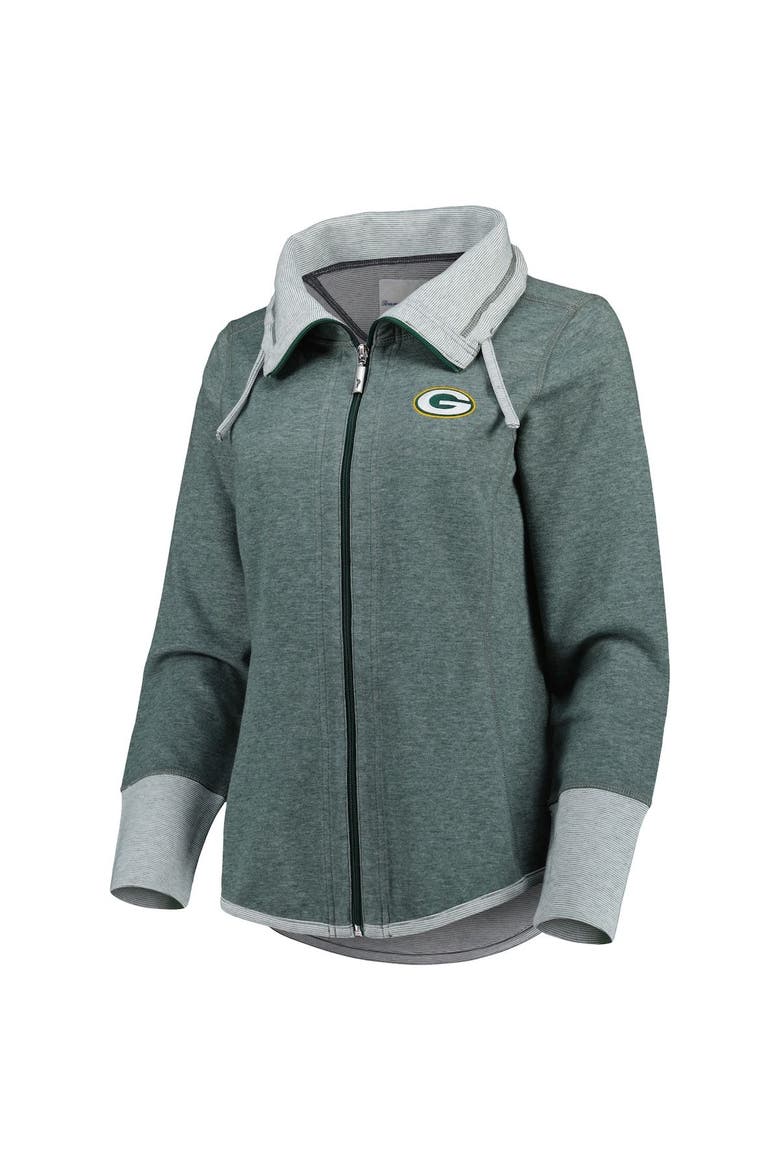 Women's Tommy Bahama Heathered Green Green Bay Packers Sport Sun Fade Full-Zip Sweatshirt, Alternate, color, Heather Green